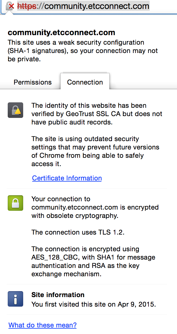 Chrome SSL Warning